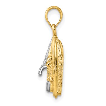 14K and White Rhodium 3-D Wave Runner with Moveable Seat Charm — alternate view