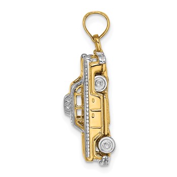 14k with White Rhodium 3-D Taxi with Moveable Tires Charm — alternate view