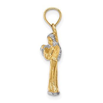 14k and White Rhodium 3-D Angel Playing Flute Charm — alternate view