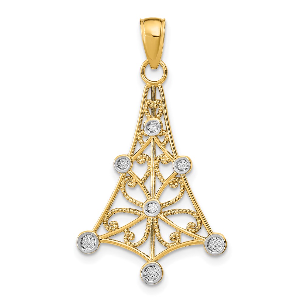 14K w/Rhodium Textured Chandellier Charm