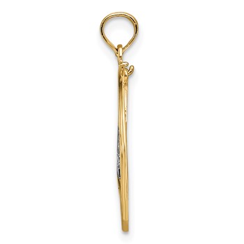 14k and White Rhodium LIVE LOVE LAUGH Heart Dangling In Circle Charm — alternate view