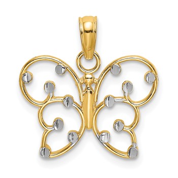 14k and White Rhodium Butterfly Charm