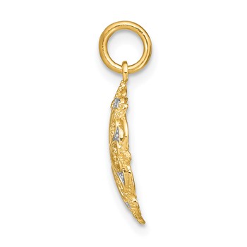 14K and White Rhodium and Diamond-cut Filigree Heart Round Charm — alternate view