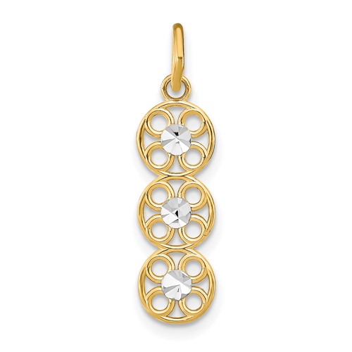 14K w/Rhodium and D/C 3 Circle Charm