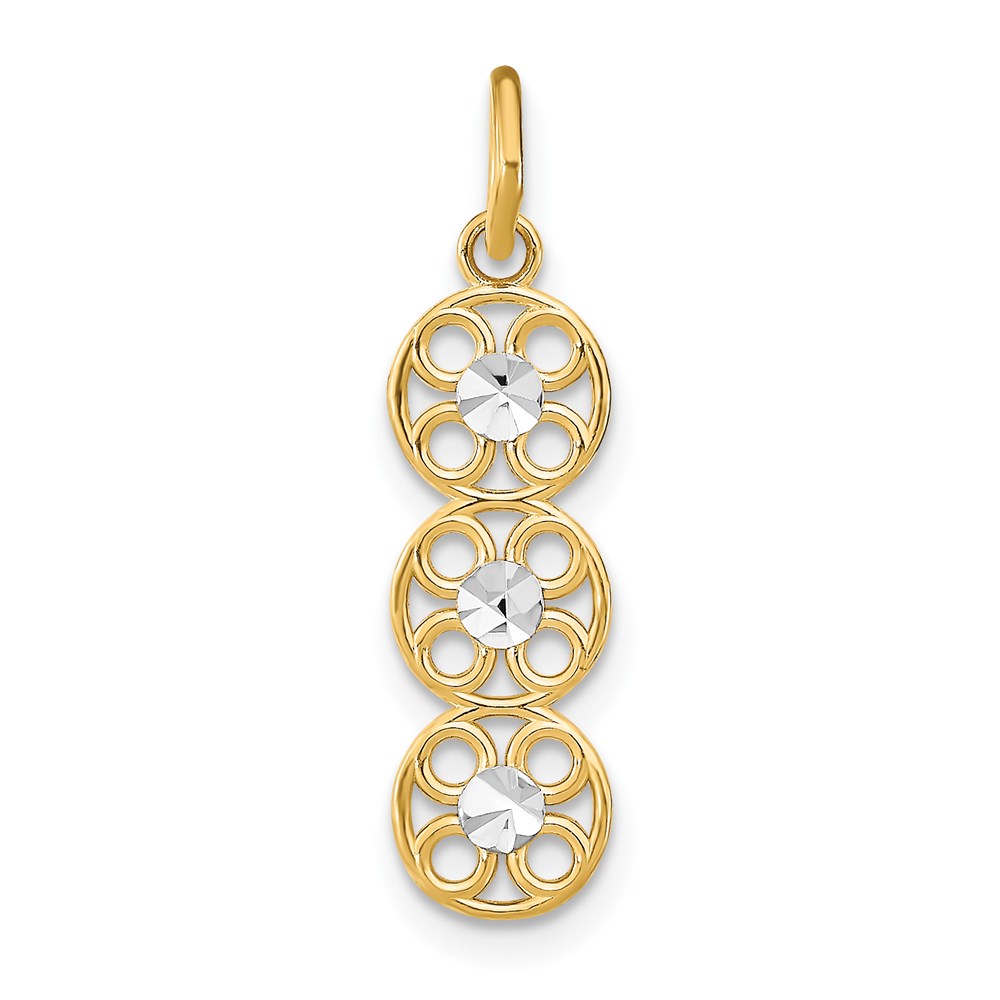 14K w/Rhodium and D/C 3 Circle Charm