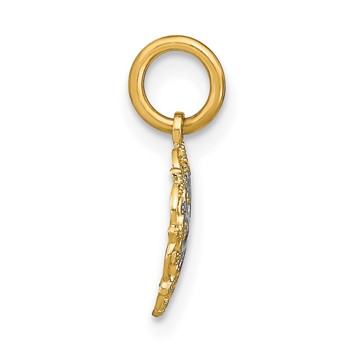 14K and White Rhodium Filigree Hearts Charm — alternate view