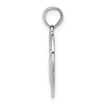 14K White Gold Polished and Textured Heart Claddagh Charm — alternate view