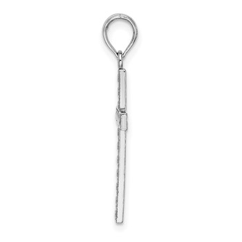 14K White Gold Beaded Block Cross Charm — alternate view
