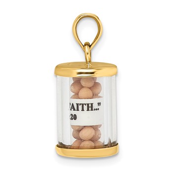 14K 3-D Mustard Seeds with Matthew 17:20 Scroll Inside Pendant — alternate view