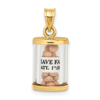 14K 3-D Mustard Seeds with Matthew 17:20 Scroll Inside Pendant