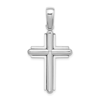 14k White Gold Beveled Cross Charm