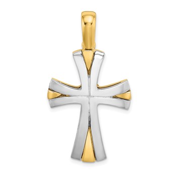 14K and White Rhodium Cross Charm
