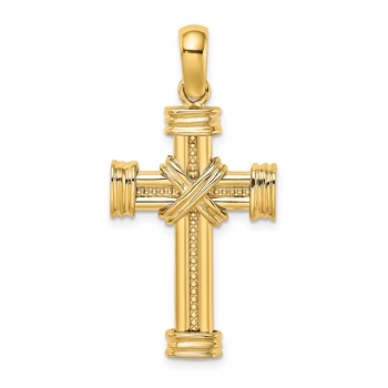 14k Polished -X- Center Cross Charm