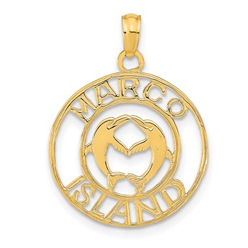 14K MARCO ISLAND with Dolphins Circle Pendant