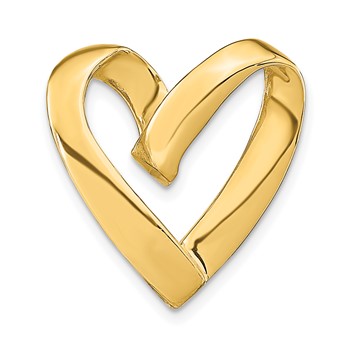 14K Polished Spiral Heart Slide Fits up to 3mm Regular/5mm Fancy or Reversible Omega