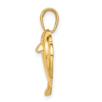 14k and White Rhodium Double Dolphin Heart Pendant — alternate view