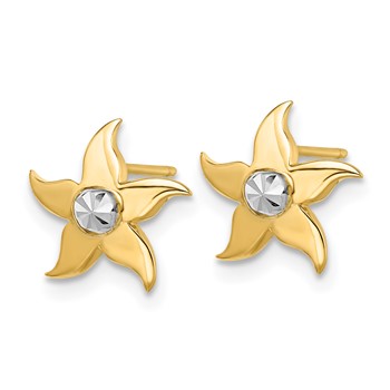 14k w/Rhodium Starfish Post Earrings — alternate view