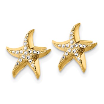 14k w/Rhodium Starfish Post Earrings — alternate view