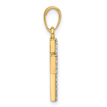14K w/Rhodium D/C Cross Pendant — alternate view