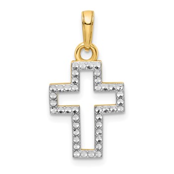 14K w/Rhodium D/C Cross Pendant
