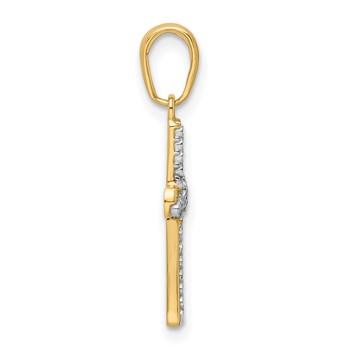 14K and White Rhodium Diamond-cut Cross Pendant — alternate view