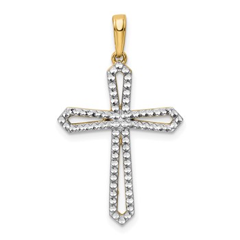 14K w/Rhodium D/C Cross Pendant