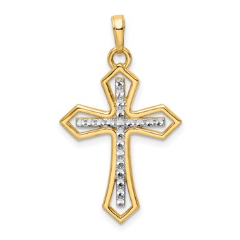 14K w/Rhodium D/C Cross Pendant