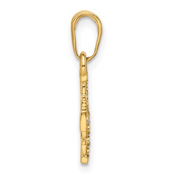 14K and White Rhodium Diamond-cut Jerusalem Cross Pendant — alternate view