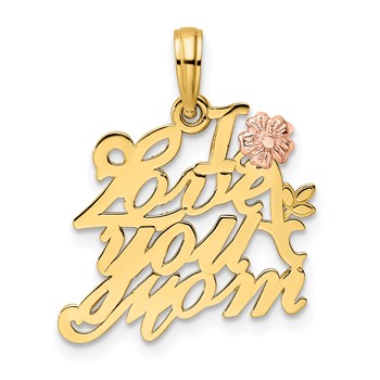 14k Rose & Yellow Gold I Love You Mom Pendant