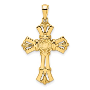 14K Polished Fancy Cross Pendant