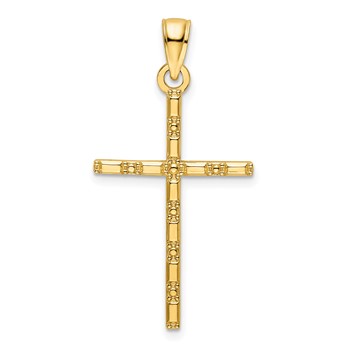 14K Polished Beaded Cross Pendant