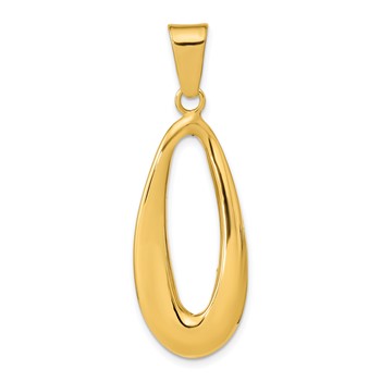 14k Polished Hollow Oval Hoop Pendant