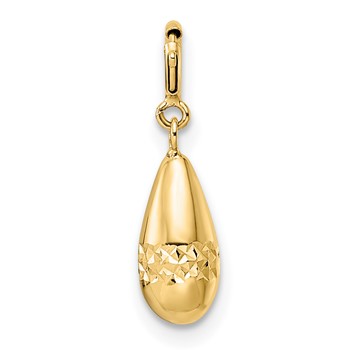 14K Polished Diamond-cut Teardrop with Spring Ring Clasp Charm — alternate view