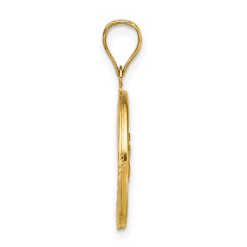 14K with Rose and White Rhodium Polished Baguette CZ Our Lady of Guadalupe Round Pendant — alternate view