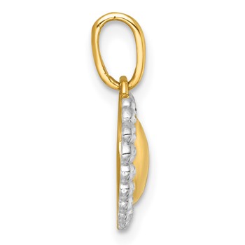 14k with White Rhodium Polished Domed Heart Charm Pendant — alternate view