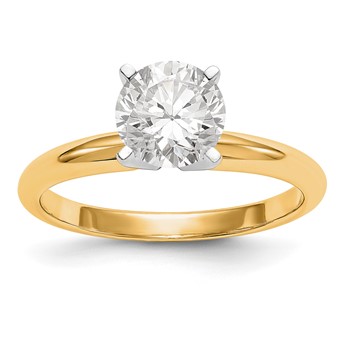 14k Two-Tone 1 carat Lightweight Half-Round 4-Prong Round Solitaire Ring Mounting