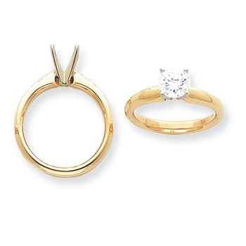 14k Two-Tone 1/2ct. Heavy-Weight 4-Prong Solitaire Mounting
