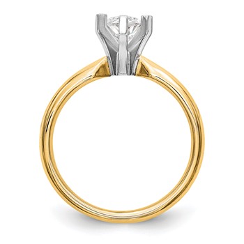14k Two-Tone 1/2 carat Medium-Weight Comfort-Fit 6-Prong Tulip-Head Marquise Solitaire Ring Mounting — alternate view