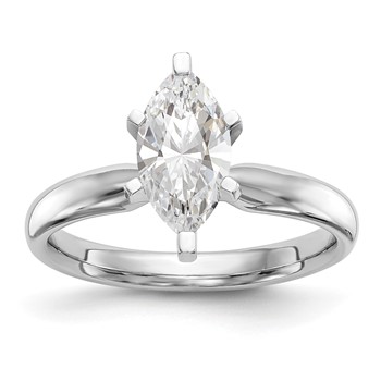 14k White Gold 1/2 carat Medium-Weight Comfort-Fit 6-Prong Tulip-Head Marquise Solitaire Ring Mounting