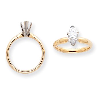 14k Two-Tone 2ct. V-End Comfort-Fit Marquise Solitaire Mounting