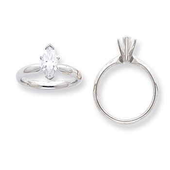 14k White Gold 1.5ct. V-End Comfort-Fit Marquise Solitaire Mounting