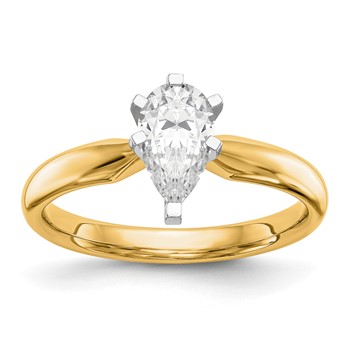 14k Two-Tone 3/4ct. Tulip Head Comfort-Fit Pear Solitaire Mounting
