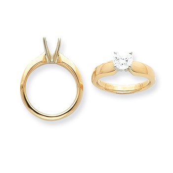 14k Two-Tone 1ct. Extra Heavy-Weight 4-Prong Solitaire Mounting