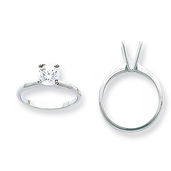 14k White Gold 5/8ct. Lightweight Half-Round 4-Prong Mounting