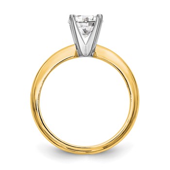 14k Two-Tone 1 carat Heavy-Weight Half-Round 4-Prong Round Solitaire Ring Mounting — alternate view