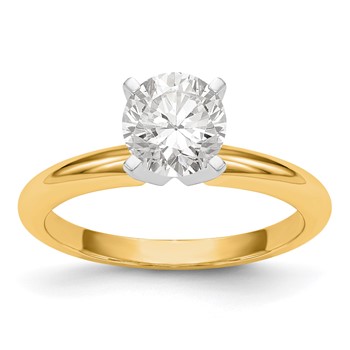 14k Two-Tone 1 carat Heavy-Weight Half-Round 4-Prong Round Solitaire Ring Mounting