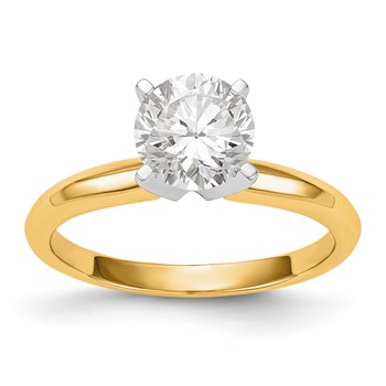 14k Two-Tone 1.5 carat Lightweight Knife Edge/Half-Round 4-Prong Round Solitaire Ring Mounting