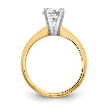 14kTwo-Tone 5/8 carat Medium-Weight Knife Edge/Half-Round 4-Prong Round Solitaire Ring Mounting — alternate view