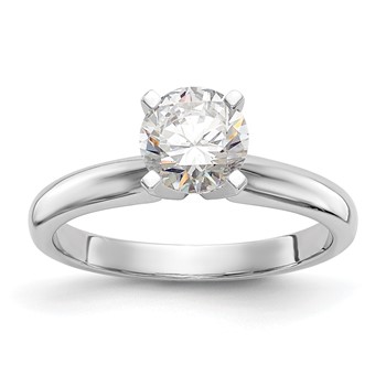 14k White Gold 1 carat Medium-Weight Knife Edge/Half-Round 4-Prong Round Solitaire Ring Mounting