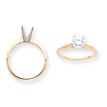 14k Two-Tone 1.25ct. Lightweight Airline Half-Round Ring Mounting